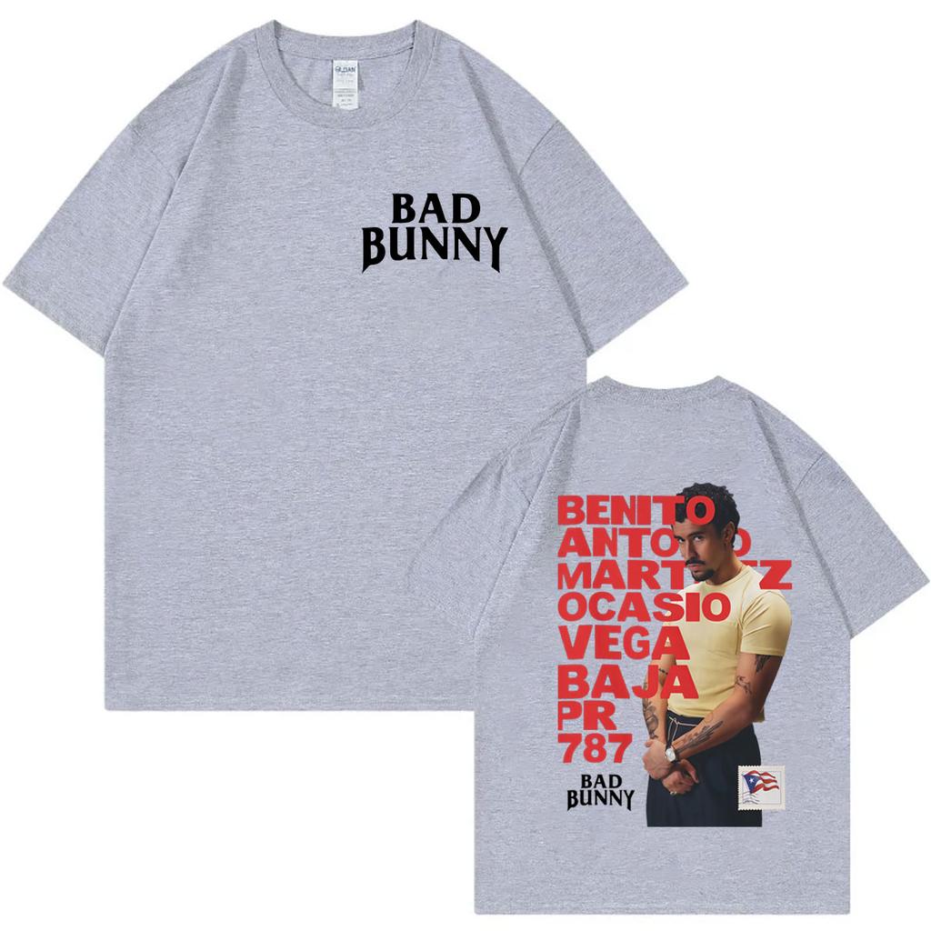 Rapper Bad Bunny Merch T Shirt Fashion Hip Hop Vintage Short Sleeve Tshirts Men Women Clothing Casual Cotton Tshirt Streetwear