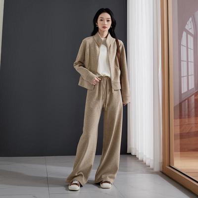 SOFSIL Women's Relaxed Cardigan and Wide-Leg Pants Two-Piece Set