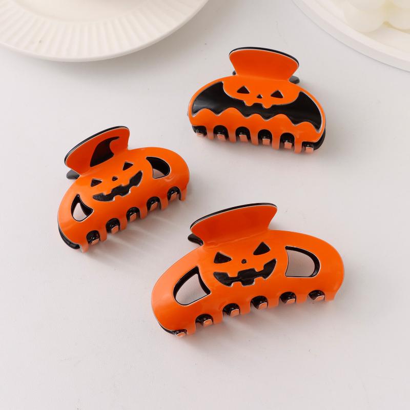 Cute Halloween Pumpkin Hair Claw Clips Non Slip Strong Hold Fashion Hair Clamps for Girls Holiday Party Daily Hairstyling