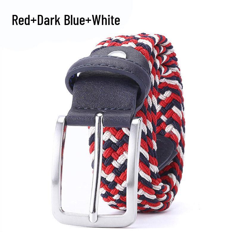 Stylish Men's and Women's Elastic Woven Belt with Pin Buckle