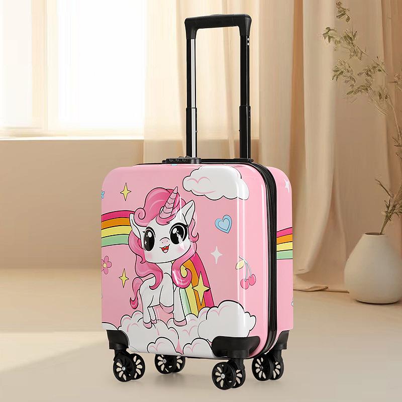 18" Cartoon Unisex Children's Spinner Luggage with Combo Lock & Wheels for Students