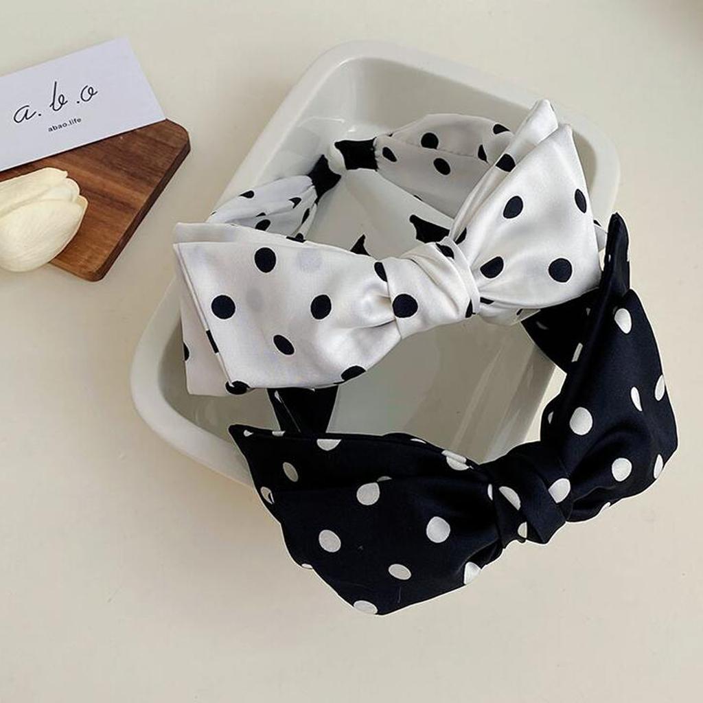 PROLY New Fashion Women Headband Double-Layer Bow Knot Hairband Classic Point Headwear Girls Summer Hair Accessories