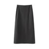 Autumn 2025 Elegant Brown PU Leather Slit Skirt for Women