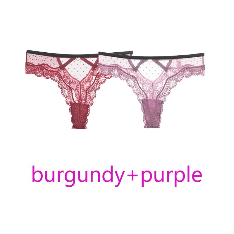 TERMEZY 2Pcs/Lot Sexy Lace Panties Women Low-waist Underwear Hollow Out Transparent Thong Female Seamless G-string Lingerie Underpant