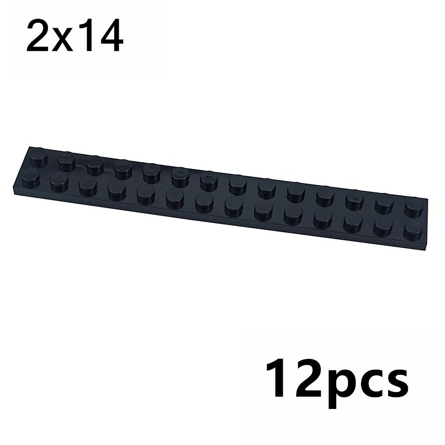 12Pcs Technical Plate 2x14 Dots Long Thin Building Block Bricks Compatible with 91988 DIY Toys