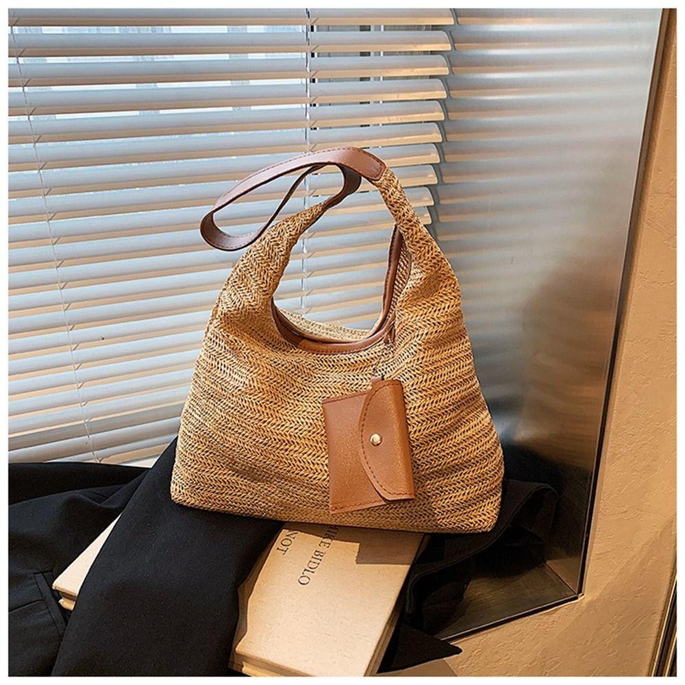 Beach Handbag Beach Bag Bohemian Style Raffia Shoulder Bag Trendy Weave Straw Bag  Summer