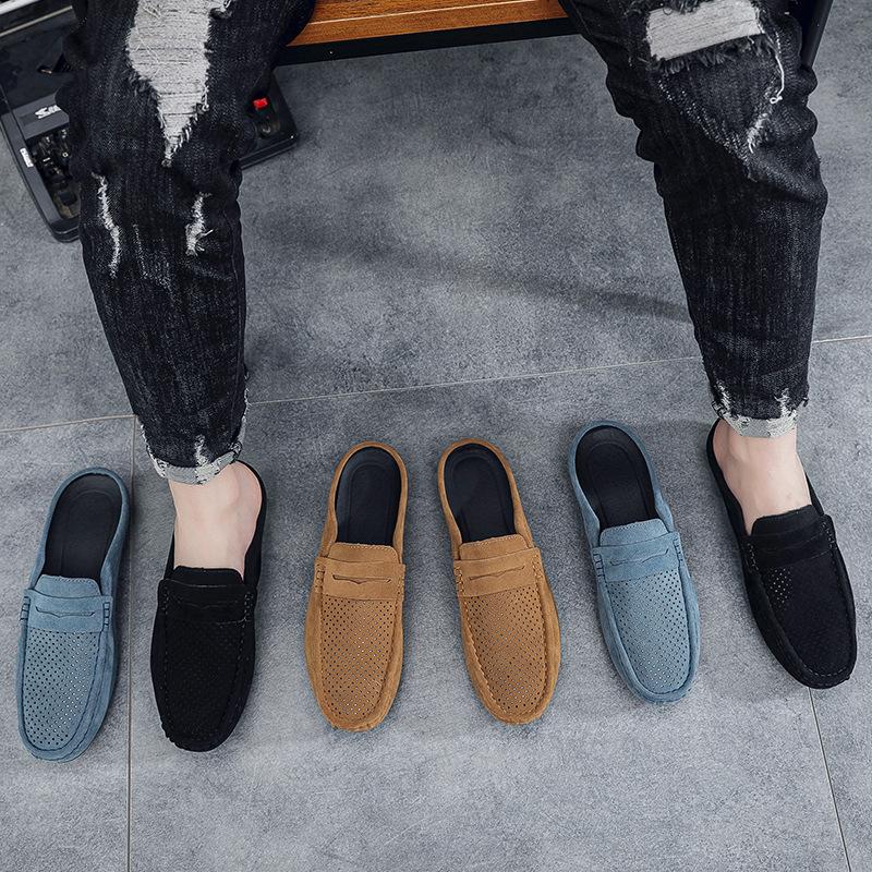 Herren Doudou Schuhe, Halbschale, atmungsaktiver Zehenbereich, Fußabdeckung, Slipper, Herren Halbschuhe ohne Absatz, Loafer für Herren