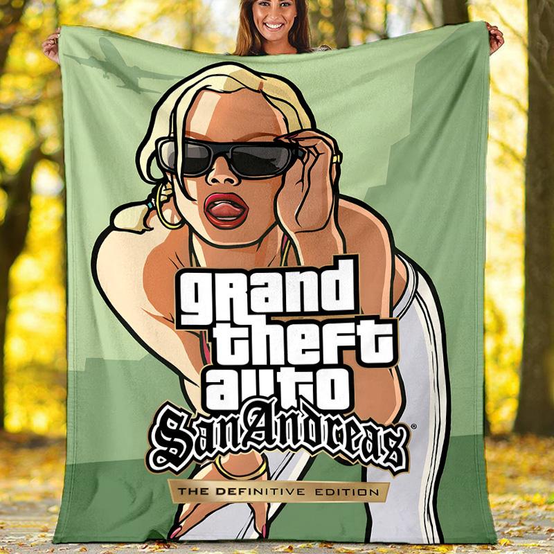 1ks deka s motivem GTA - Digitální potisk, Polyester, Útulná pro všechna roční období, Ideální pro venkovní použití a cestování