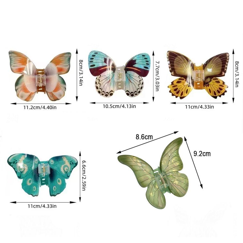 Barevně přechodová velká spona do vlasů, imitace motýla, barevná spona do culíku, elegantní drápek do vlasů