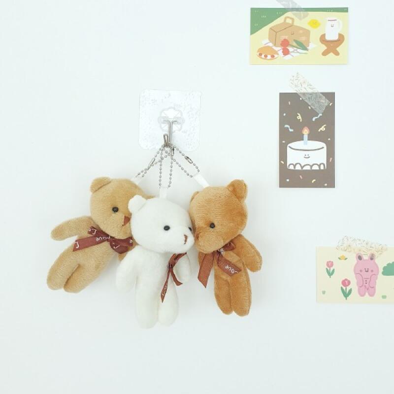 Teddy bear keyring, keychain, key holder, bag hook, silicone keyring Teddy bear keychain cream
