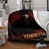 1pc V for Vendetta Flannel Throw Blanket - HD Printed Lightweight Soft Warm All-Season Blanket for Sofa, Bed, Travel, Camping 089