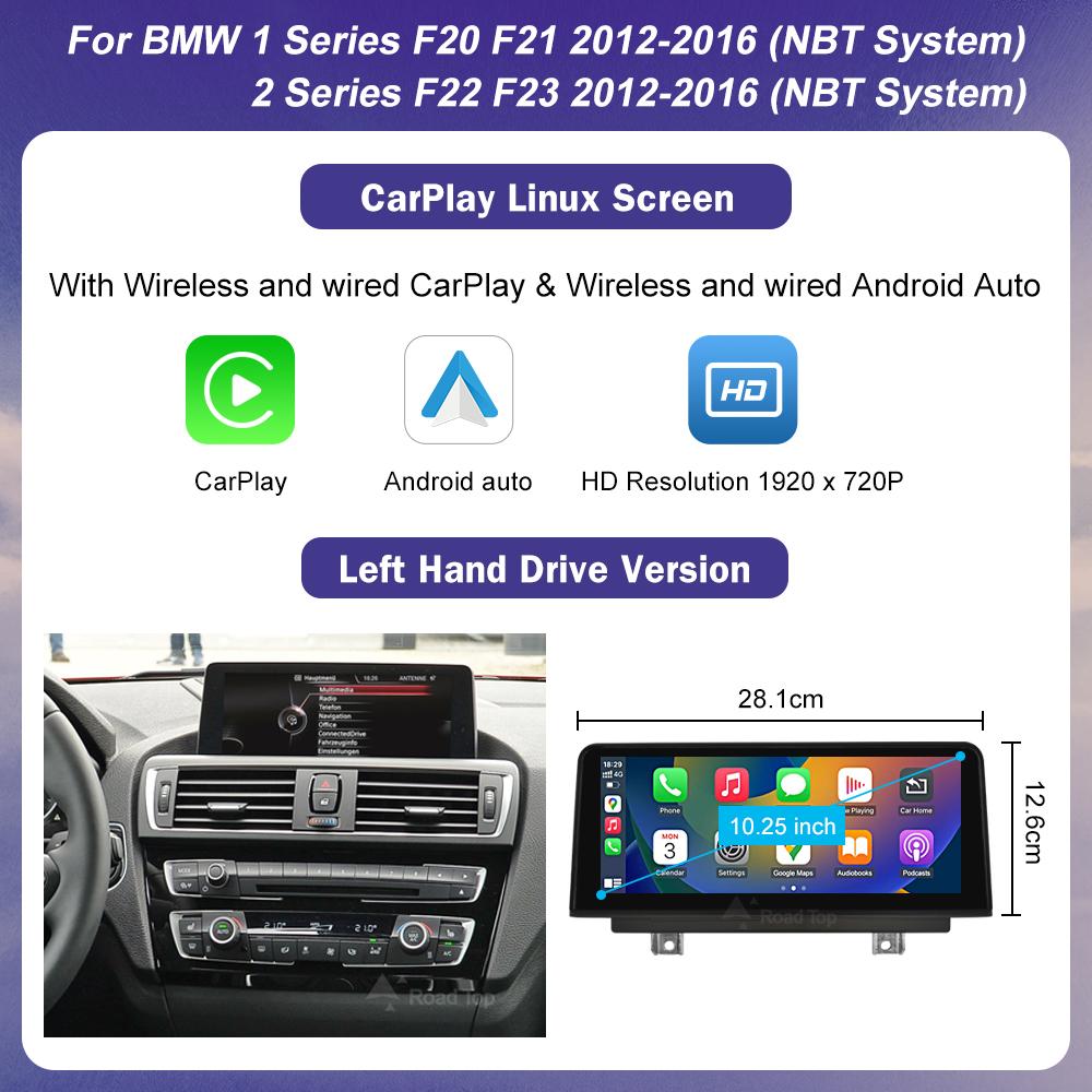 1920*720 Multimedia Touch Screen For BMW 1/2/3/4 Series F20/F21/F22/F30/F31/F33/F34/F36 Android Auto NBT System Wireless Carplay 10.25 LHD F20 NBT