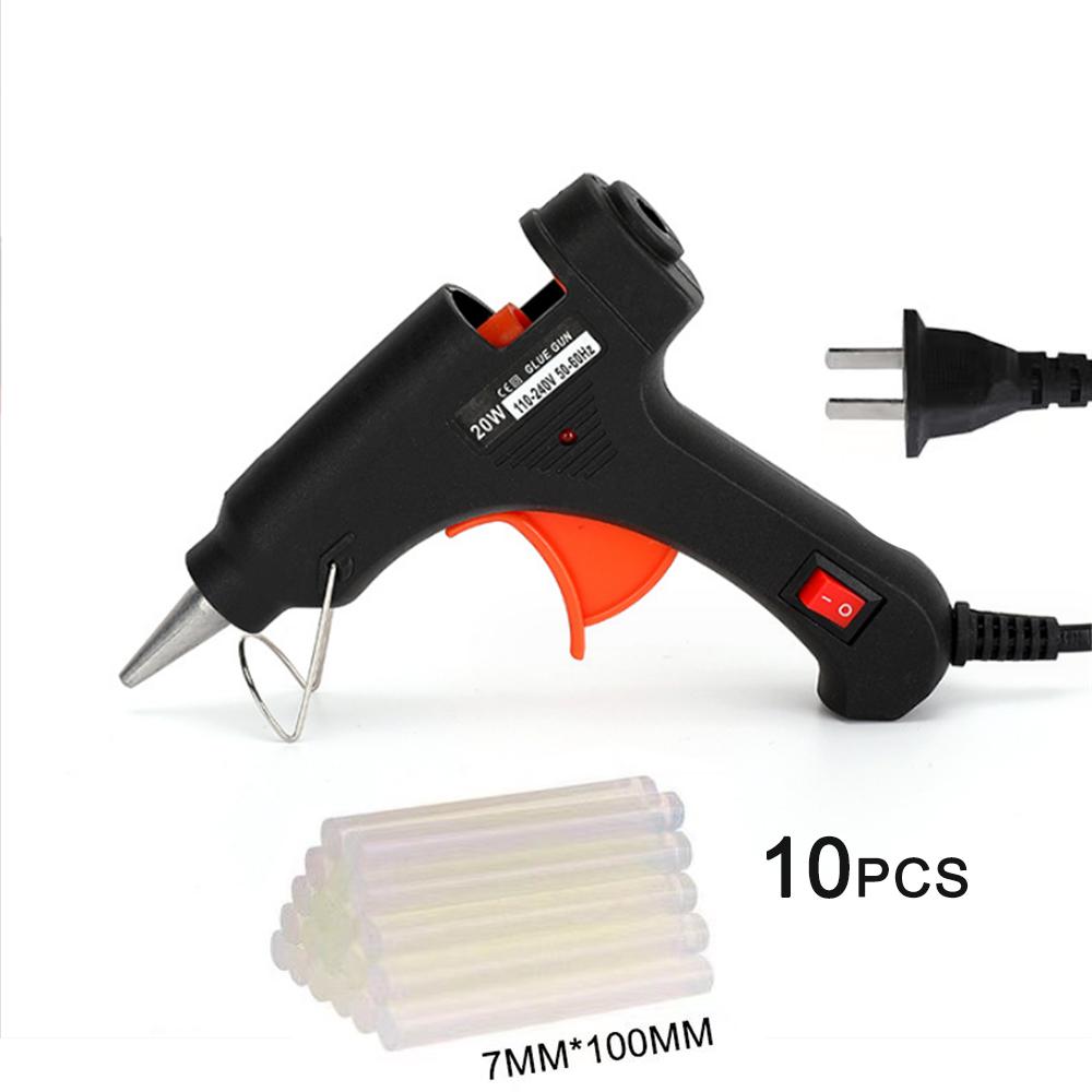 20W Hot Melt Glue Gun Household Industrial Mini Guns Electric Heat Temperature Tool With 7mm Glue Sticks