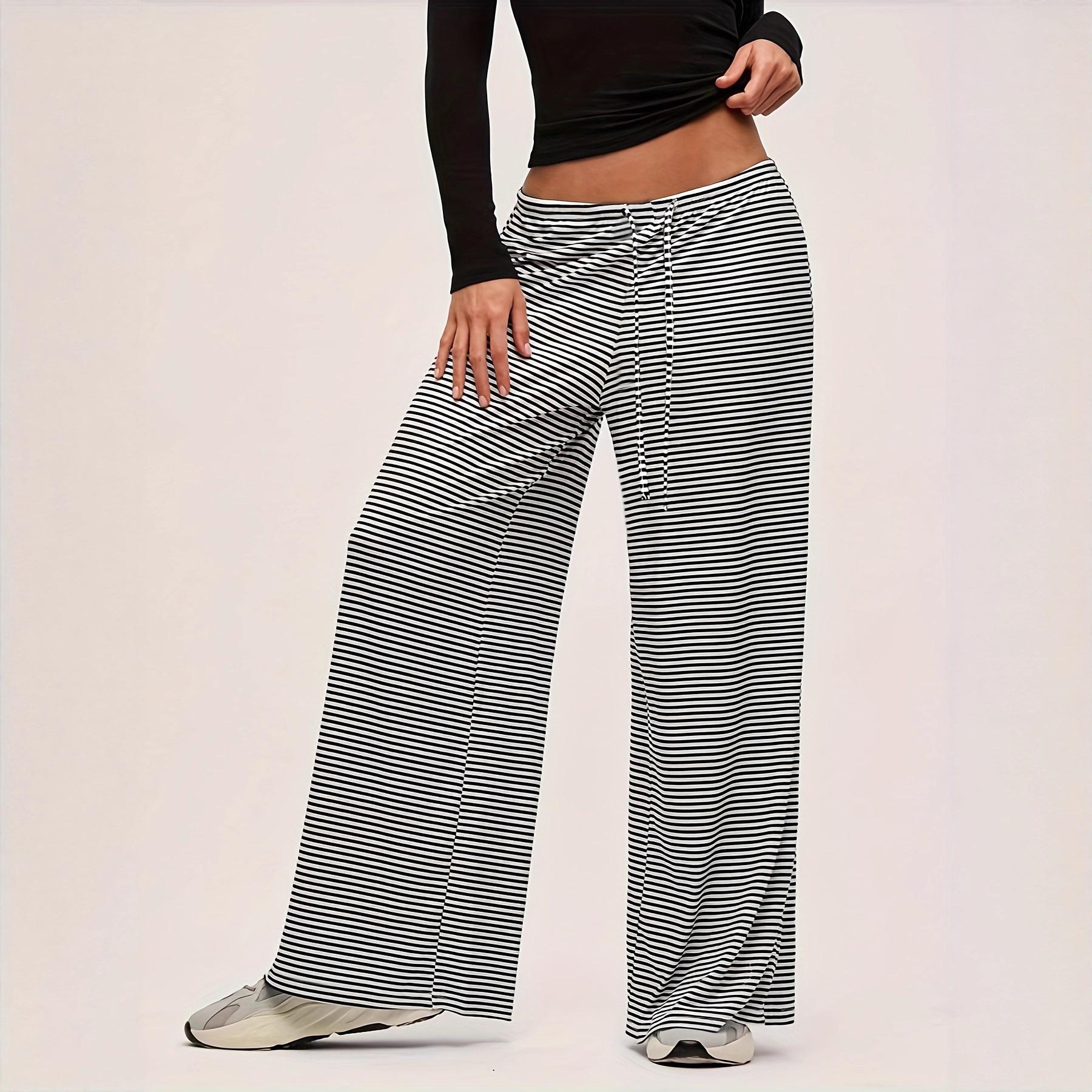 

Новые хлопковые брюки-джоггеры 2026 года с цветовыми блоками и полосками, свободный прямой крой, повседневные брюки с эластичной талией и шнурком для женщин большого размера 2XL чёрный