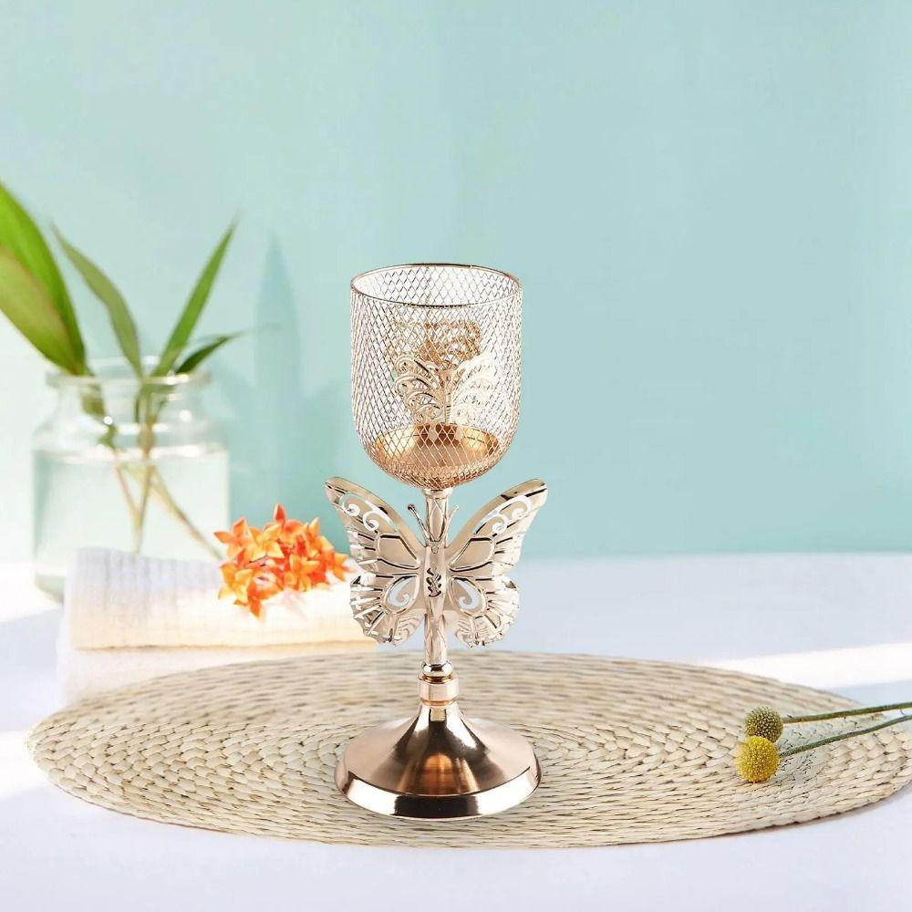 Iron Art Roman Column Candlestick Non-slip Vintage Candle Stand Golden Candle Containers  Party