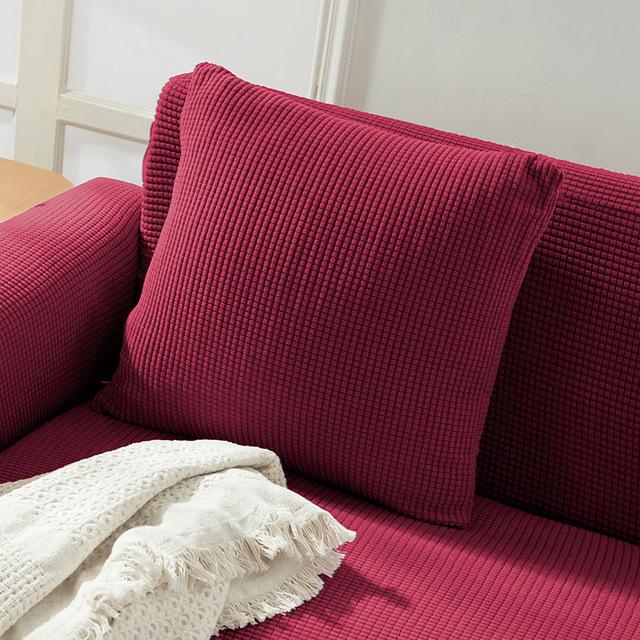 New Design Colors Thick Polar Fleece Sofa Protective Cover Jacquard Solid Printed Pillowcase Cover For Soft Cushion 45x45cm