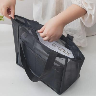 Stor kapasitet nylon netting håndveske - bærbar skulder strand shopping bag