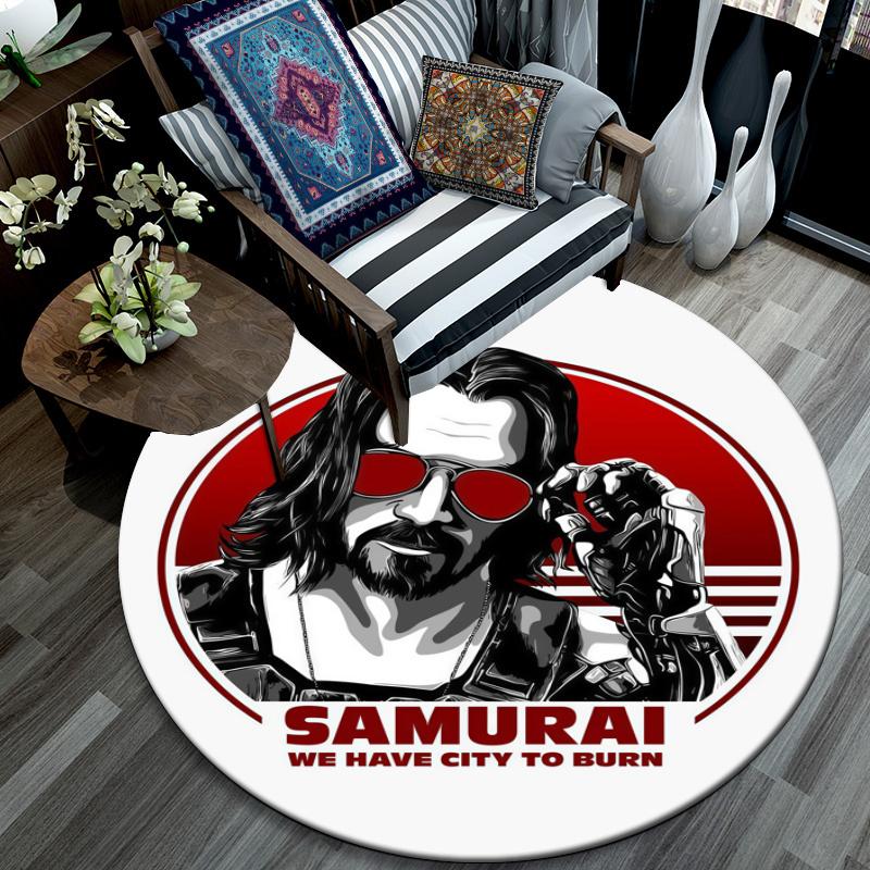 Cyberpunk 2077 pattern round rug,Carpet Rug for Living Room Bedroom Playroom ,Non-slip Floor Mat,Holiday Gifts and Birthday Gifts.