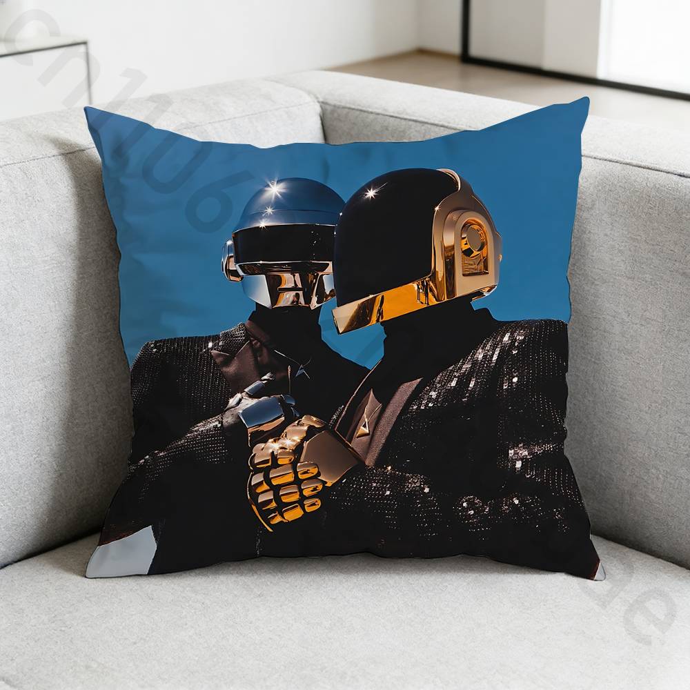 

DDaft PPunk Band Pillow Case Antidustmite Pillowcase Invisible zipper silky short plush Sofa cushion cover 30x30cm
