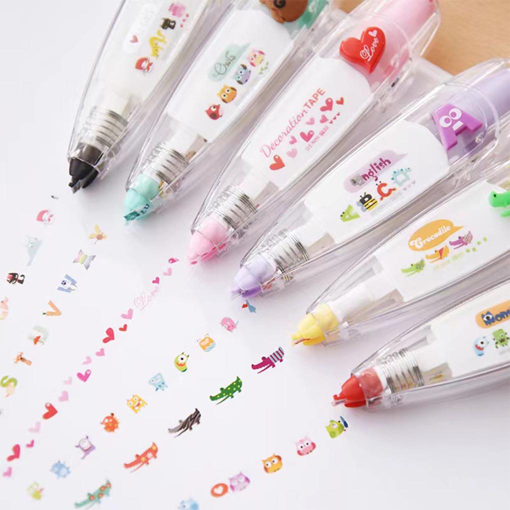 CLSSLVVBN Easy To Operate New DIY Lace Decoration Tape Pen Let Creativity Flow Gift Plastic Lovely Press Animal Correction Tape, Type 5