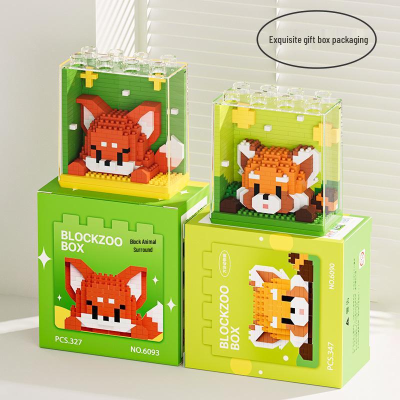 Cute Zoo Series: Acrylic Display Box Building Blocks Gift for Kids
