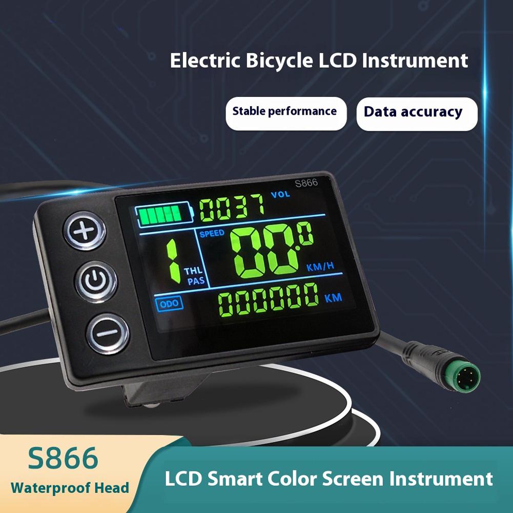24V/36V/48V Electric Bicycle Meter LCD Display Ebike Control Panel Waterproof Electric Scooter Display Meter for Outdoor Cycling