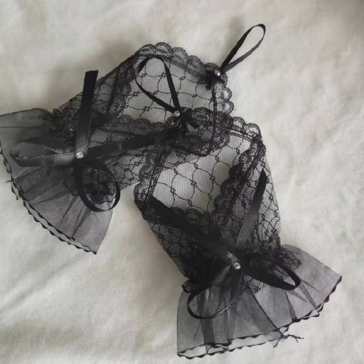 2lots Soft and Breathable Lace Gloves Sunscreen Lolitas Mittens Driving Gloves for Evening Gowns and Daily Wear