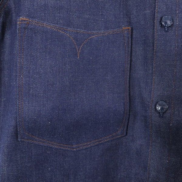 Unused Johnbull Long Sleeve Denim Shirt 38 Indigo Blue Eye Work Shirt Men's Used