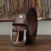 Men's Leather Belt Amekaji American Retro Manual Thickened First Layer Cowhide Stainless Steel Buckle Genuine Leather Belt Men's