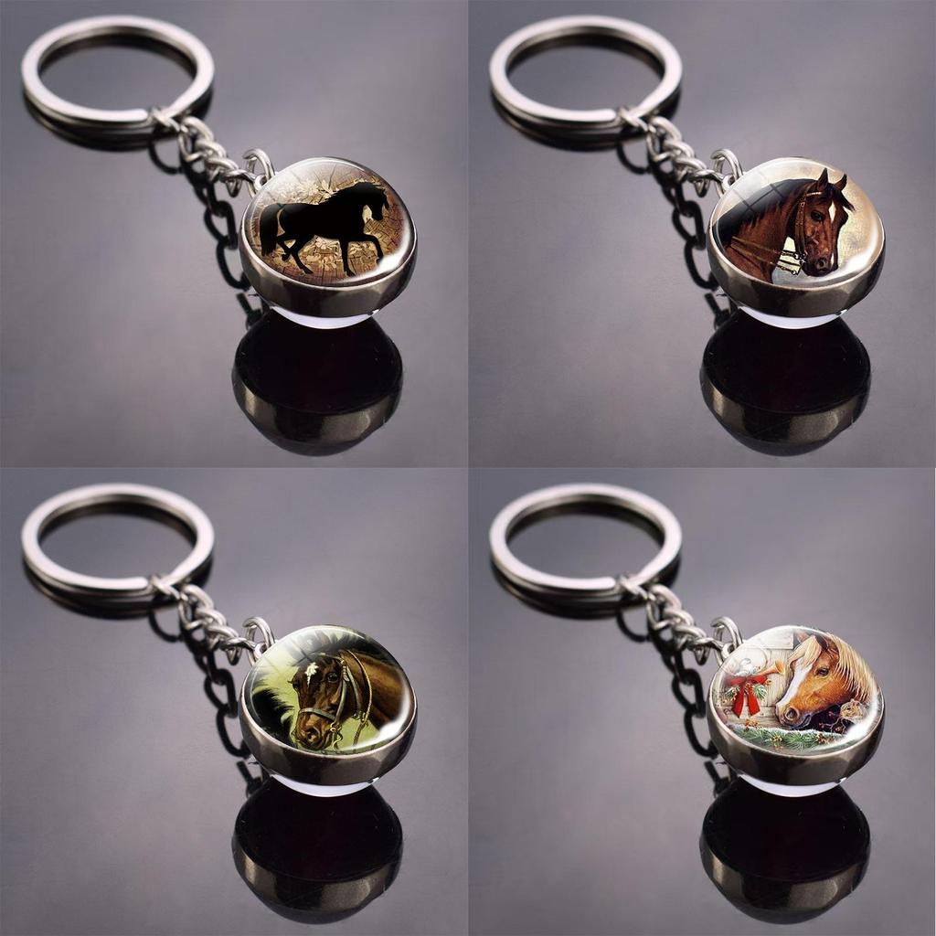 Glass Key Tag With Animal Motif And Round Shape For Gift And Everyday Carry