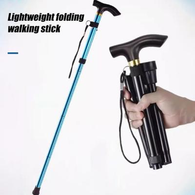 Baston de Trekking Pliabil pentru Exterior cu Mâner Ergonomic Portabil Ușor Bărbați Femei Seniori Călătorie Baston de Mers Pliabil Cârjă de Alpinism Baston