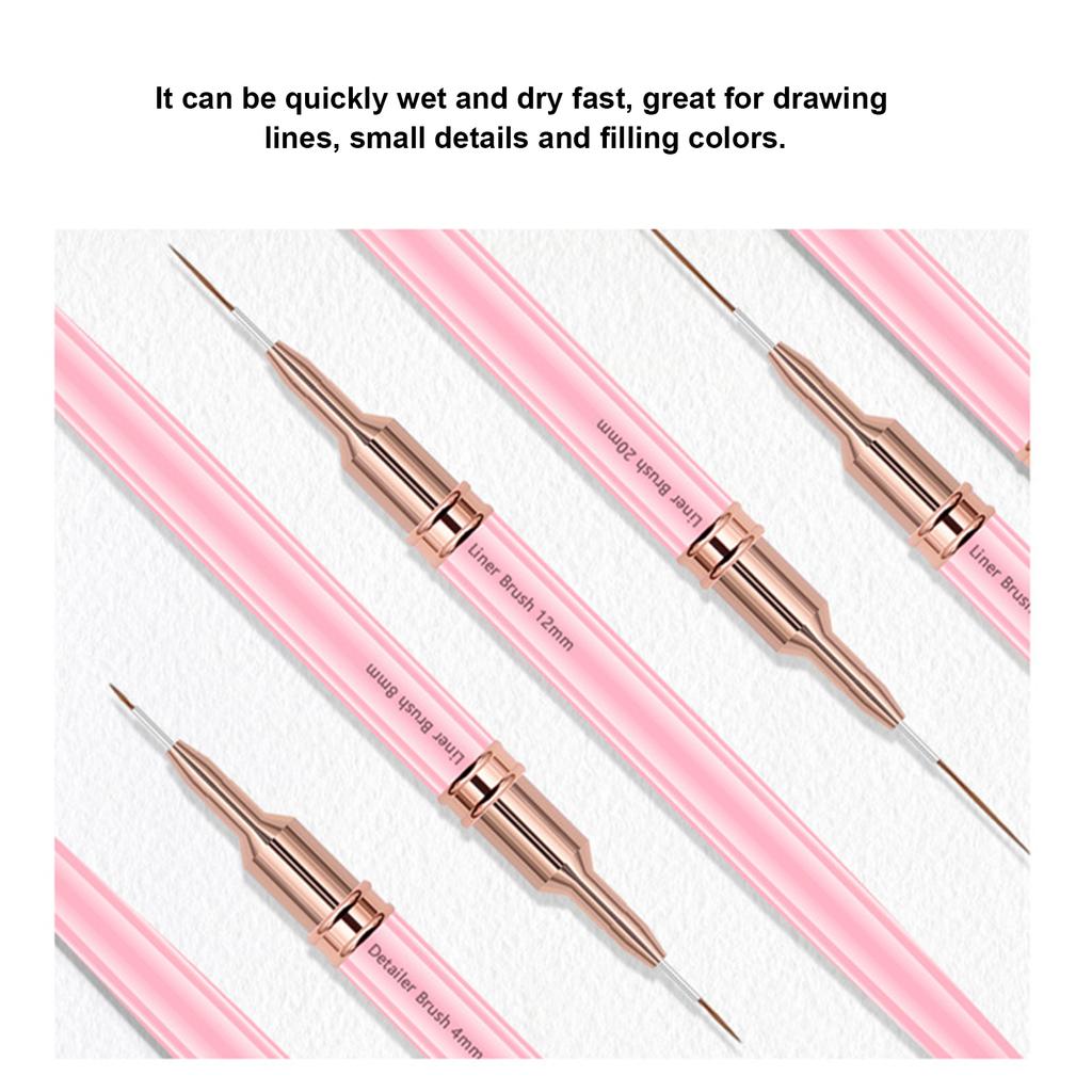 5pcs Nail Brush Set, Acrylic Nail Tool, Fine Hair Nail Pens for Drawing Lines with Dry Detail, Small Details and Nail Art