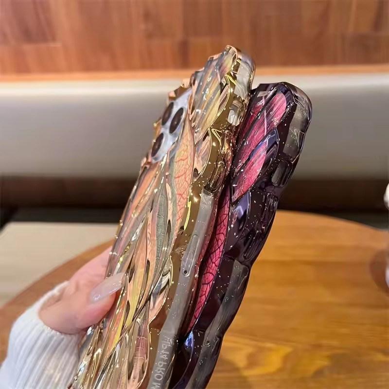 For iPhone 16 Pro Max Luxury Colour Tree Leaf Plating Frame Phone Case For iPhone 11 12 13 14 15 16 Pro Max Plus Soft Protective Cover