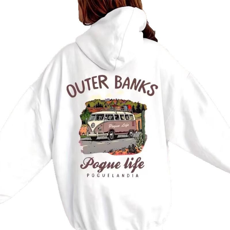 Outer Banks Pogue Life Graphic Hoodie - Casual Polyester