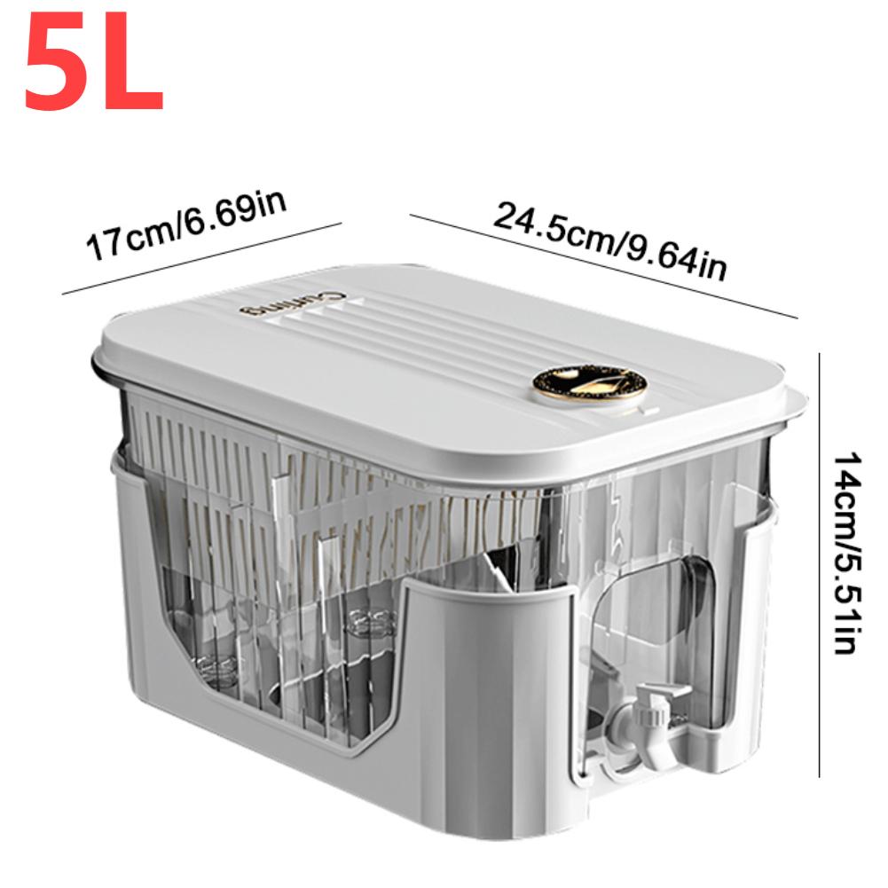 

5L Cold Kettle with Faucet & Bracket Cold Water Pitcher Home Plastic Beverage Dispenser for Iced Tea Lemonade Fridge Bar Party