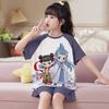 Girls Modal Cotton Pajama Set Short Sleeve Lightweight Sleepwear Cartoon Print Home Outfit Kids