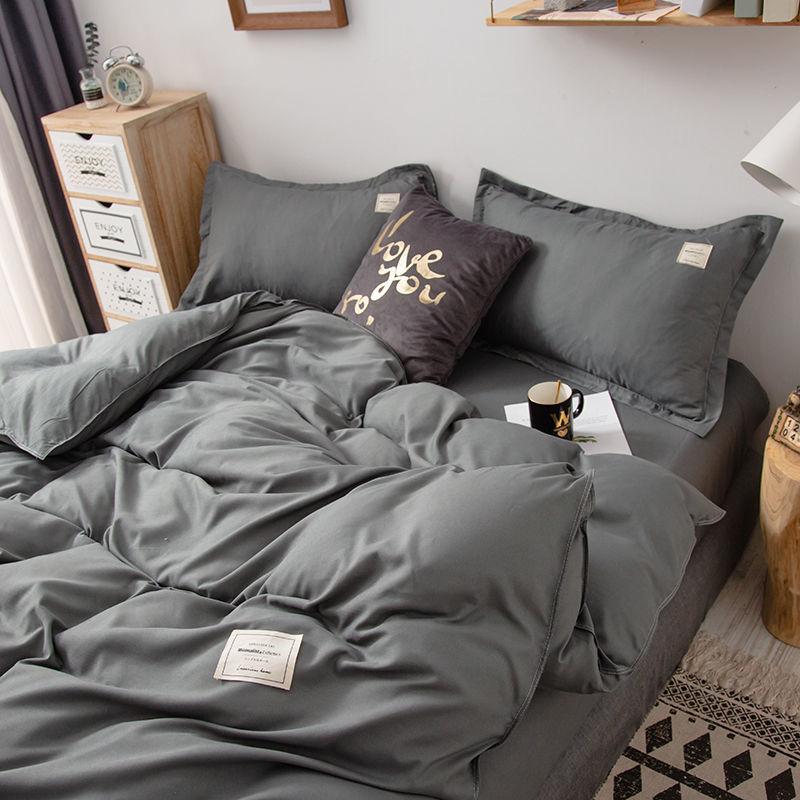 

Nordic Bedding Set Simple Flat Sheets Duvet Quilt Cover Pillowcase Bed Linen for Single Queen Full Size Solid Home Textiles Single 3pcs