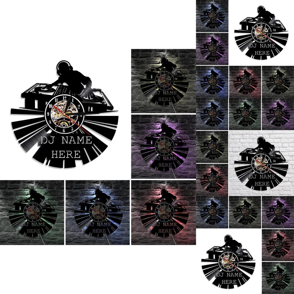 Vintage Vinyl Record Wall Clock With Led Light Backlight Handmade 3d Hollow Geometric Design