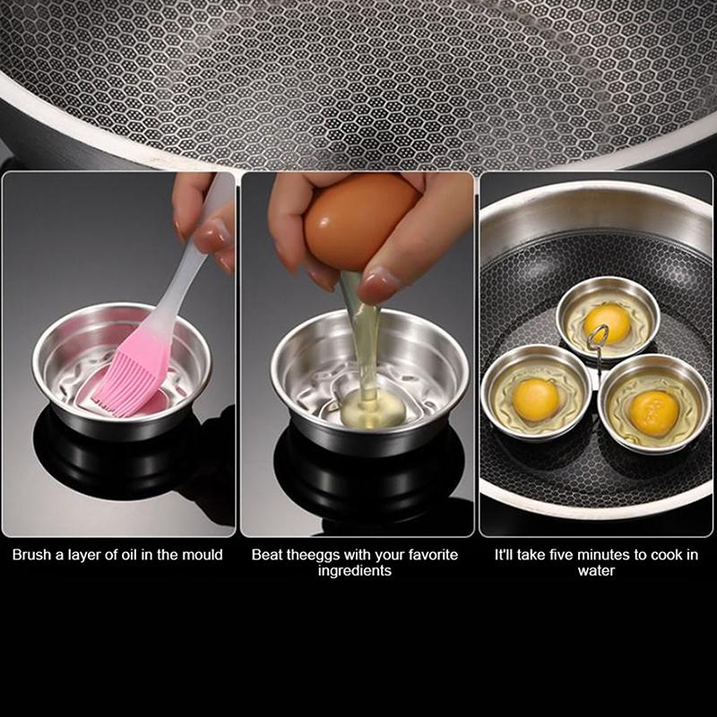 3v1 Nerezový napařovač vajec Domácí multifunkční kulatý vařič vajec Kuchyňské náčiní