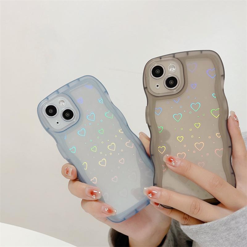 Wave Pattern Laser Love Applies To Iphone15pro Max Apple 16 Mobile Phone Case 11 New Xr Women 14 Soft X
