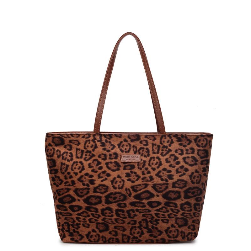 Premium texture tote bag women's large-capacity underarm bag ins style retro leopard print flannel shoulder messenger bag women's bag