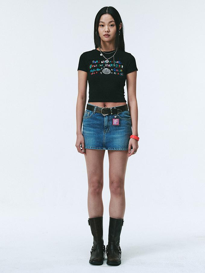 ASIF CALIE Discoball Crop Tshirt Black