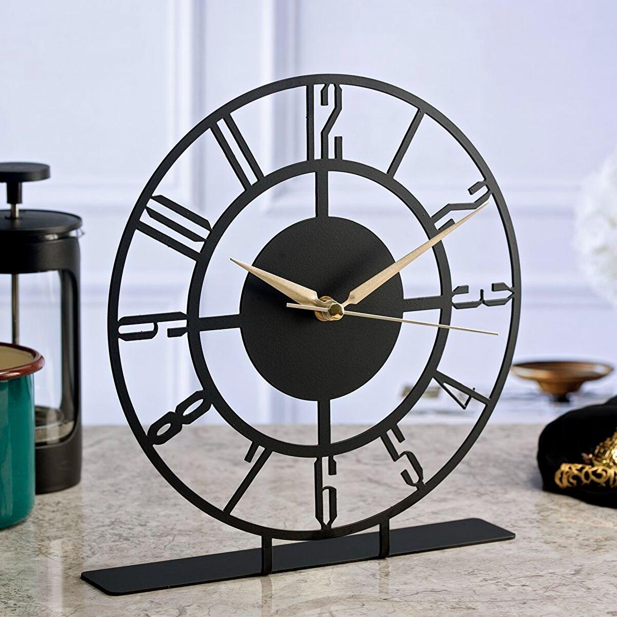 Driini Orologio Da Scrivania Moderno Mid-Century - Grigio E Oro, Movimento Silenzioso A Batteria, Dimensioni 11,9x11,9x4,1 Cm