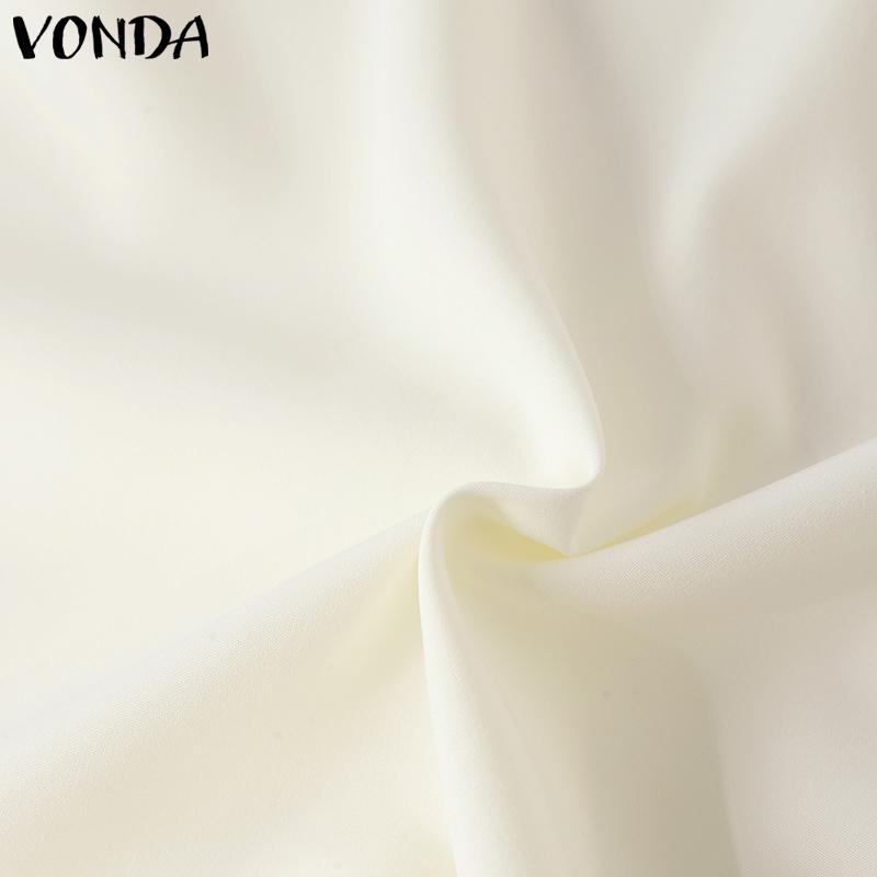 VONDA Women Summer Ruffled Neck Sleeveless Solid Color Casual Tank Tops