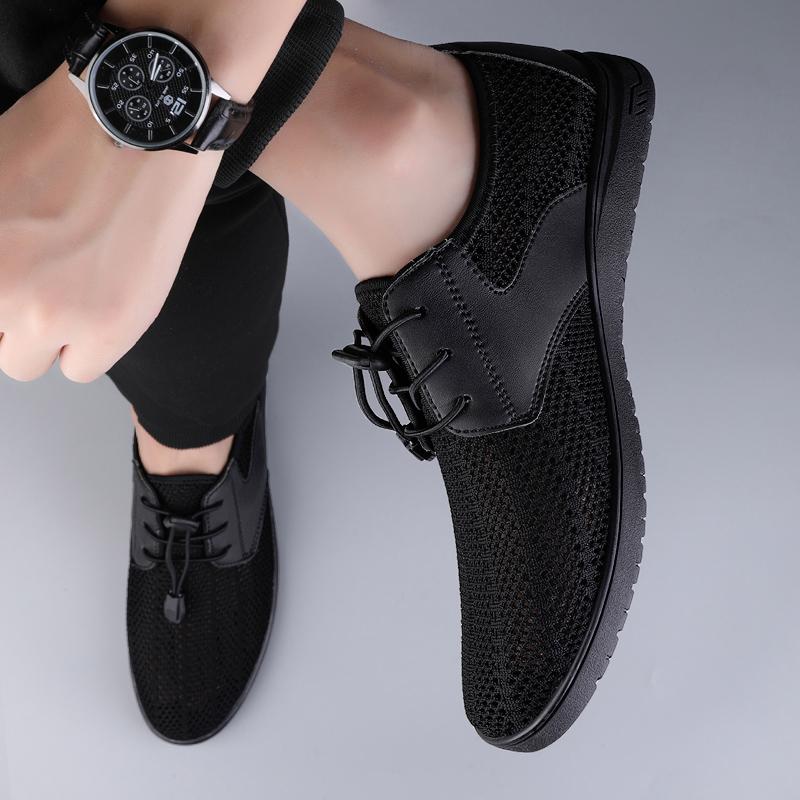 Italian Brand Breathable Mesh Casual Shoes Hollowed Out Lightweight Men's Work Shoes Trendy New Men's Business Shoes Versatile