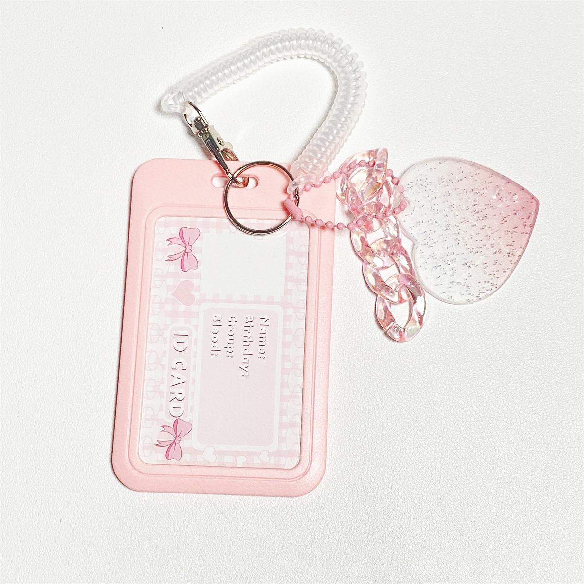 

Pink/Blue High appearance card sleeve Fashionable Plastics Practical Keychain clip Flash Pink Ferrule for College students