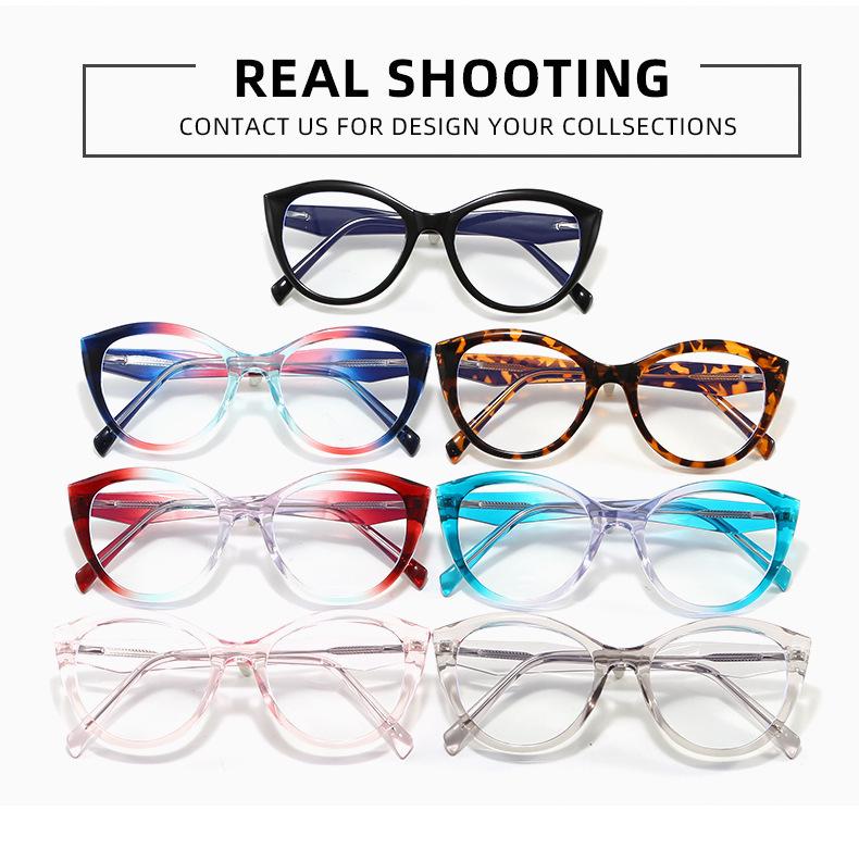Women's Cat Eye Anti-Blue Light Glasses with Trendy Decoration and Flat Lenses
