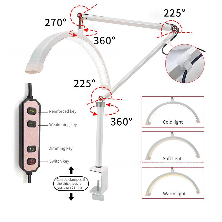 Embroidery Nail Art LED Eye Protection Light Beauty Salon Professional U-shaped Floor Light Portable Half Moon Beauty Lamp