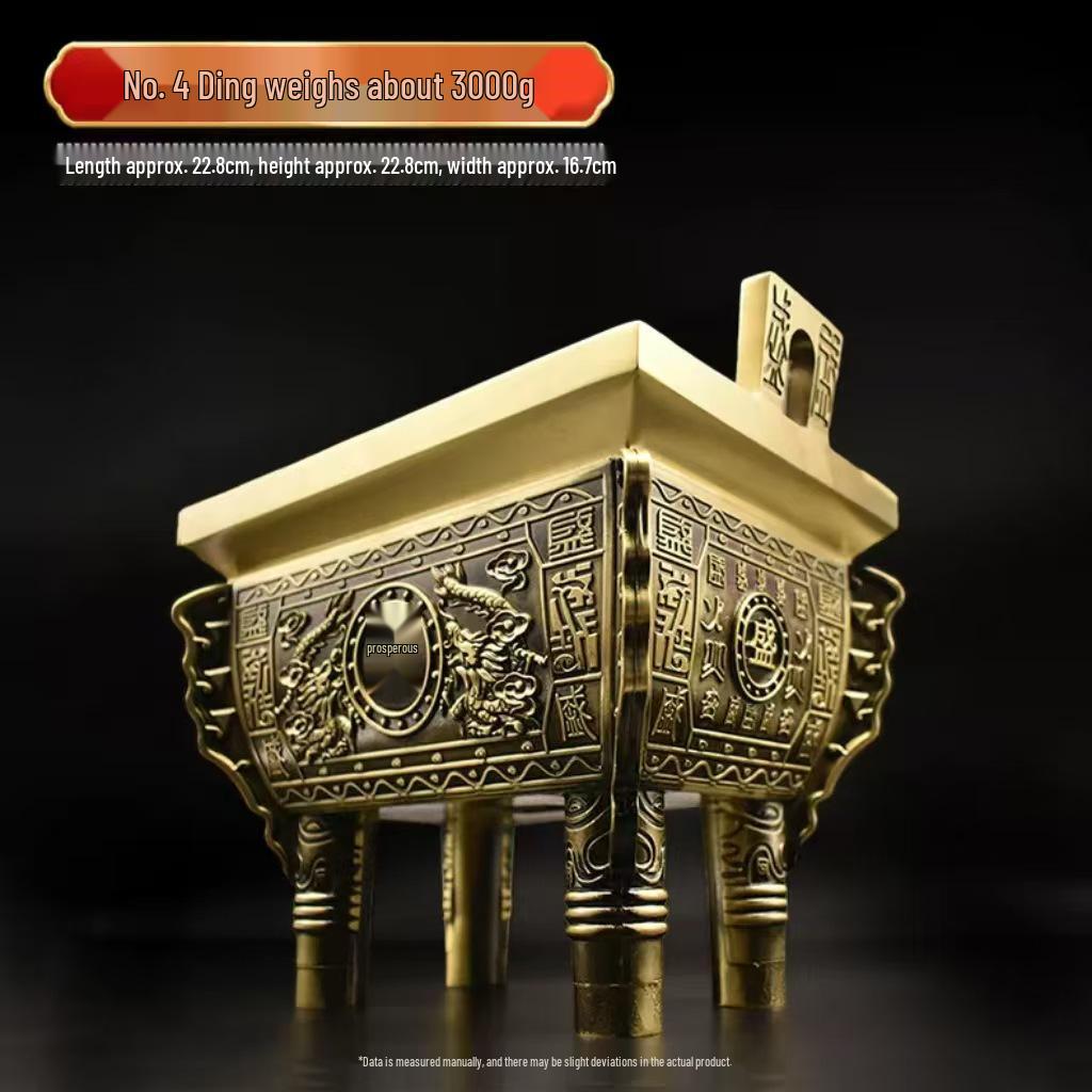 Brass and Copper Double Dragon Ding: Decorative Office & Home Ornament
