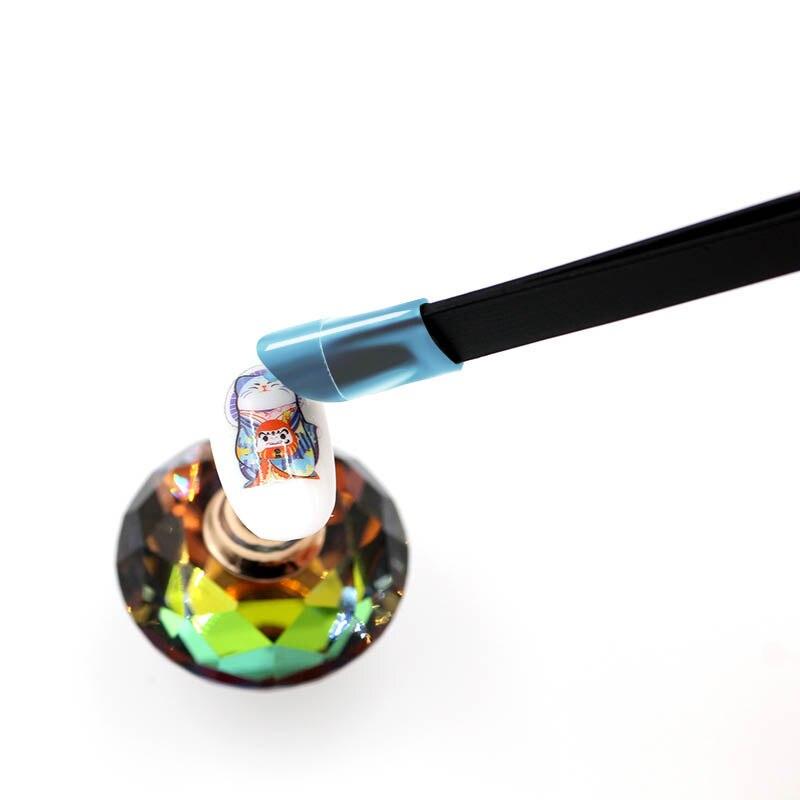 1Pc 2 Heads Straight Nail Tweezers with Silicone Pressing Head for 3D Sticker Rhinestones Water Sticker Picker Nails Tools